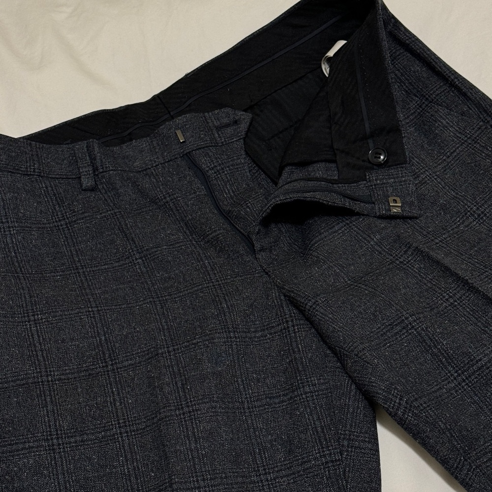 Topman 32L dark grey/black plaid dress pants/slacks